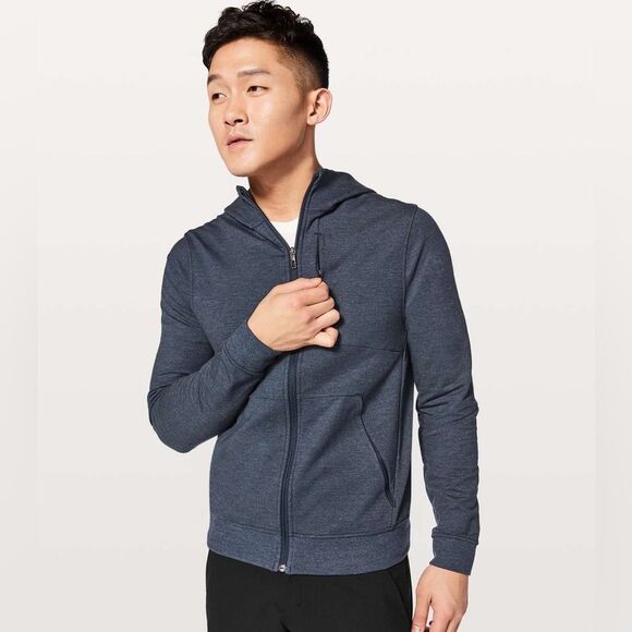 Lululemon Men's City Sweat Zip Hoodie Heathered True Navy Size Small - Picture 1 of 9